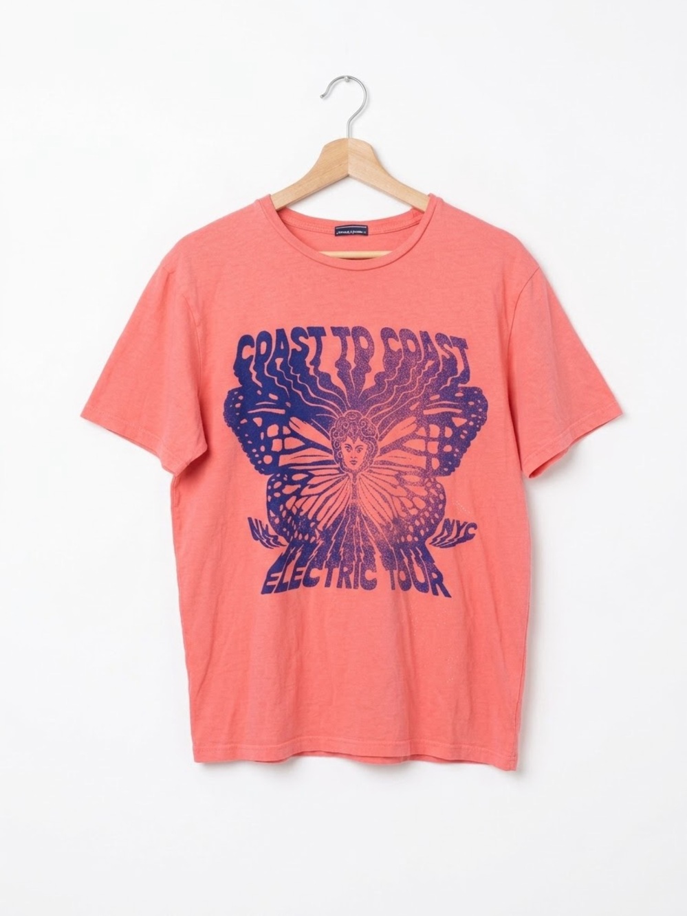 MOTHER Coral Short Sleeve 'Coast to Coast' Butterfly Tour Tee